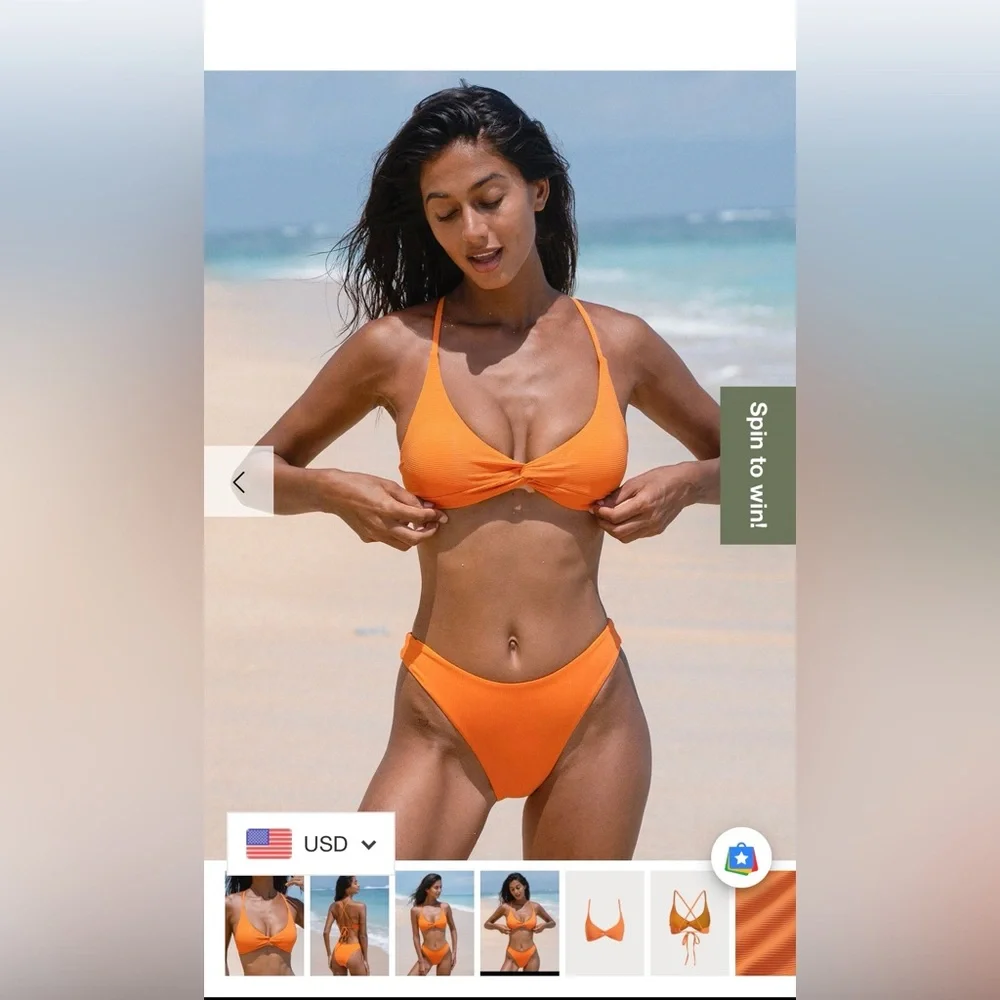 XS Orange Twist Backless Bikini Set by Berlook